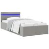 vidaXL Bett mit Bettkasten Hydraulisch LED Hellgrau Stoff 100x200 cm