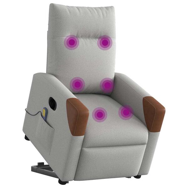 vidaXL Massagesessel mit Aufstehhilfe Elektrisch Wolkengrau Stoff