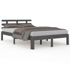 vidaXL Massivholzbett Grau 150x200 cm