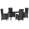 vidaXL Garten Essgruppe mit Kissen 5 pcs Schwarz Poly-Rattan