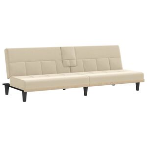vidaXL Schlafsofa mit Getr&auml;nkehaltern Creme Stoff