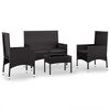 vidaXL 4-tlg. Garten-Lounge-Set mit Kissen Schwarz Poly Rattan
