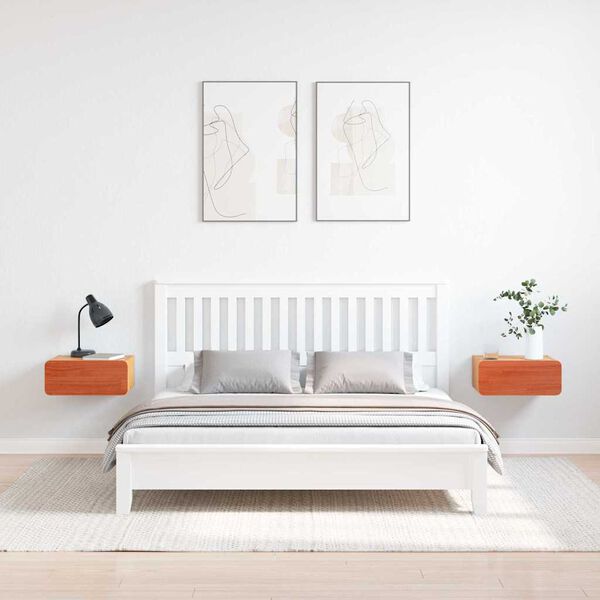 vidaXL Nachttisch 2 pcs Wachsbraun 39 x 34 x 16,5 cm Massivholz Kiefer