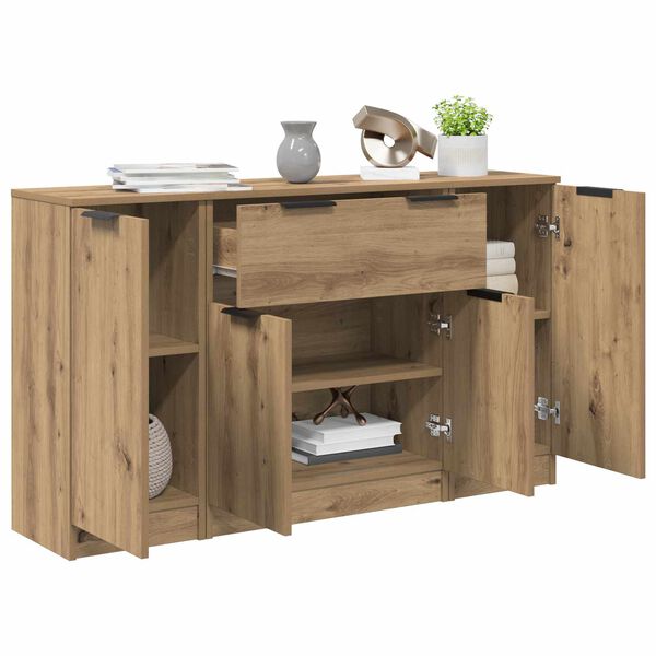vidaXL Sideboard mit Schubladen 3 pcs Artisan-Eiche Holzwerkstoff