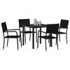 vidaXL Garten Essgruppe mit Kissen 5 pcs Schwarz Poly-Rattan