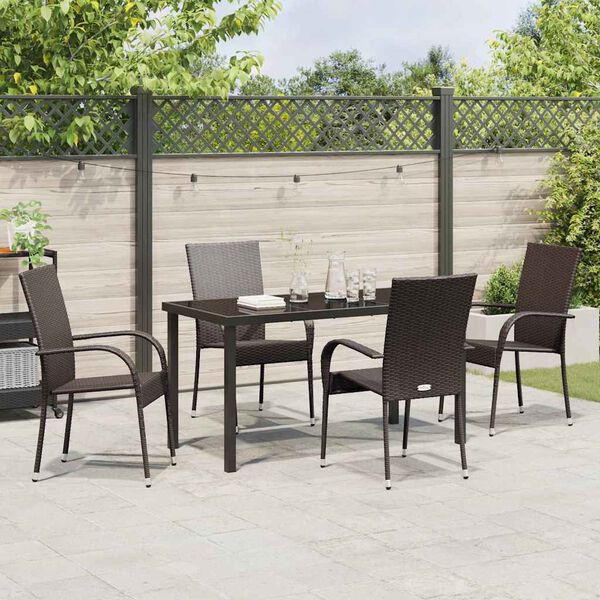 vidaXL Garten Essgruppe 5 pcs Braun Pulverbeschichteter Stahl