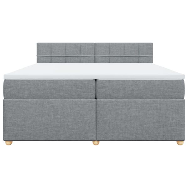 vidaXL Boxspringbett mit Matratze Hellgrau 200x200 cm Stoff