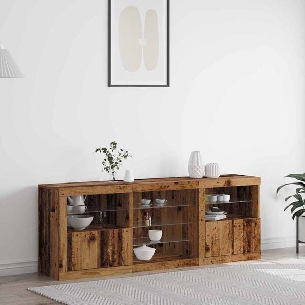 vidaXL LED-Sideboard Altholz 181,5 x 37 x 67 cm Holzwerkstoff