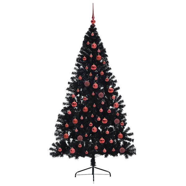 vidaXL K&uuml;nstlicher vorbeleuchteter Weihnachtsbaum Schwarz 180 cm PVC