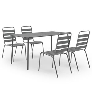 vidaXL 5-tlg. Garten-Essgruppe Stahl Dunkelgrau