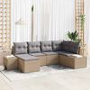 vidaXL Gartensofa-set mit Kissen 6 pcs Beige und Grau Poly-Rattan
