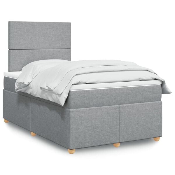 vidaXL Boxspringbett mit Matratze Hellgrau 120x190 cm Stoff
