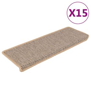vidaXL Treppenmatten Selbstklebend Sisal 15 Stk. 65x21x4 cm Hellbeige