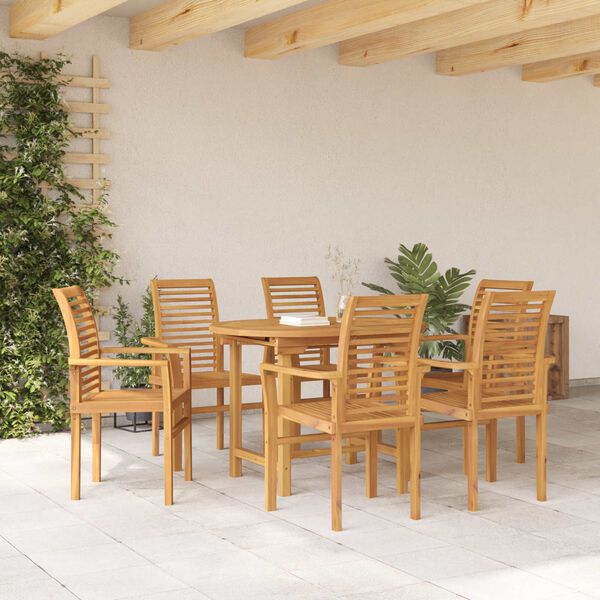 vidaXL Garten Essgruppe 7 pcs Braun Massivholz Teak