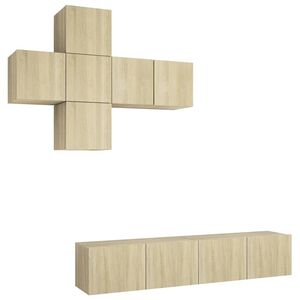 vidaXL 7-tlg. TV-Schrank-Set Sonoma-Eiche Holzwerkstoff