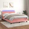 vidaXL Boxspringbett mit Matratze & LED Rosa 140x200 cm Samt