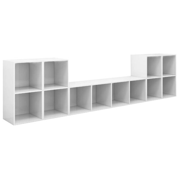 vidaXL 5-tlg. TV-Schrank-Set Hochglanz-Wei&szlig; Holzwerkstoff