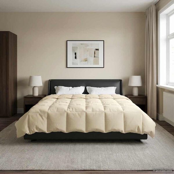 vidaXL Winterbettdecke Gepolstert Creme 220 x 240 cm Mikrofaser