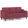 vidaXL 3-Sitzer-Sofa mit Zierkissen Weinrot 180 cm Stoff