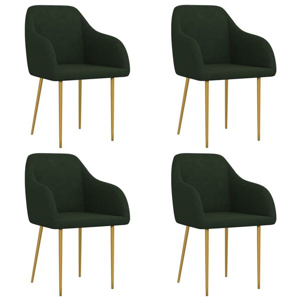 vidaXL Esszimmerst&uuml;hle 4 Stk. Dunkelgr&uuml;n Samt