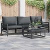 vidaXL Gartensofa-set mit Kissen 3 pcs Schwarz Stahl