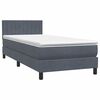 vidaXL Boxspringbett mit Matratze & LED Dunkelgrau 100x210 cm Samt