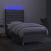vidaXL Boxspringbett mit Matratze & LED Hellgrau 90x200 cm Stoff