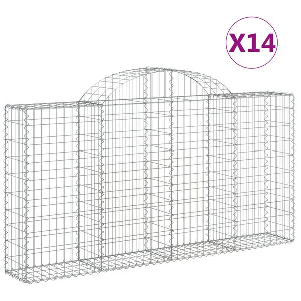 vidaXL Gabionen mit Hochbogen 14Stk. 200x30x100/120cm Verzinktes Eisen