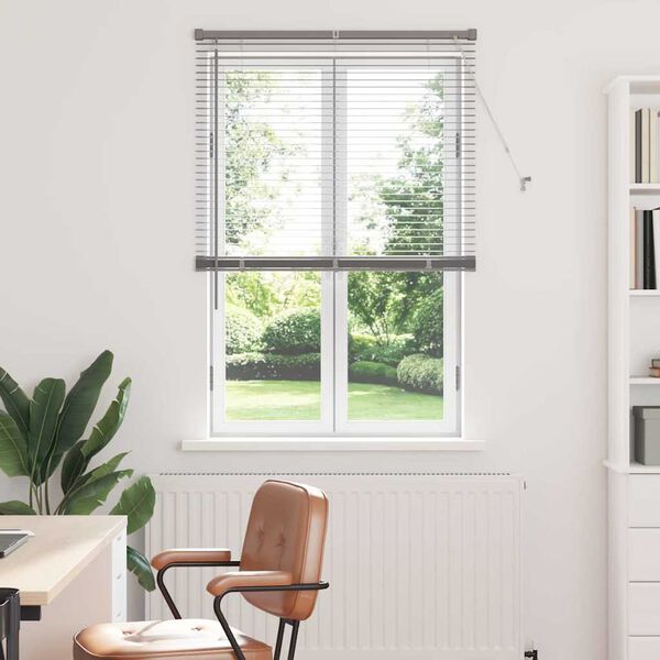 vidaXL Fensterjalousie mit Vorhängen Silber Aluminium