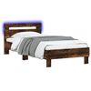 vidaXL Bettgestell mit LED Ger&auml;ucherte Eiche 80 x 200 cm Holzwerkstoff