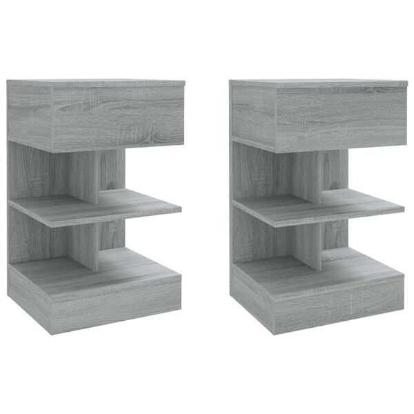 vidaXL Nachttische 2 Stk. Grau Sonoma 40x35x65 cm Holzwerkstoff