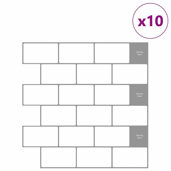 vidaXL U-Bahn-Fliese 10 pcs Wei&szlig; Grau 30,5 x 30,5 cm