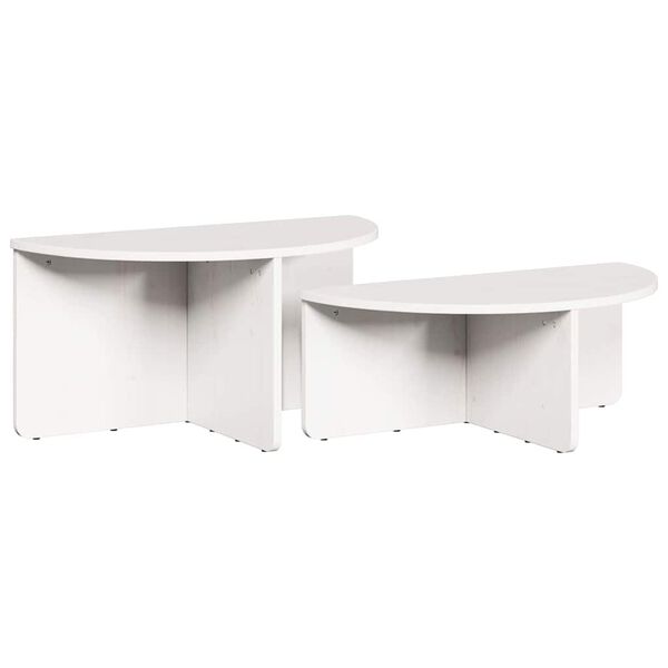vidaXL Couchtisch 2 pcs Weiß Massivholz Kiefer