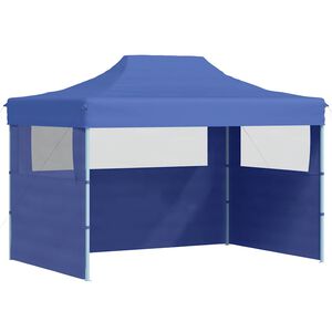 vidaXL Profi-Partyzelt Faltbar mit 3 Seitenw&auml;nden 3&times;4m Stahl Blau