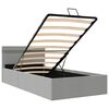 vidaXL Bett mit Bettkasten Hydraulisch LED Hellgrau Stoff 100x200 cm
