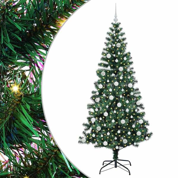 vidaXL K&uuml;nstlicher vorbeleuchteter Weihnachtsbaum Gr&uuml;n 210 cm