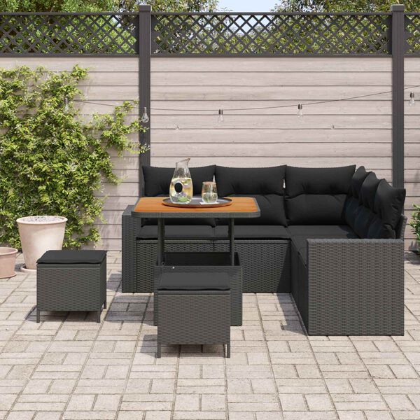 vidaXL Gartensofa-set 8 pcs Schwarz Poly-Rattan