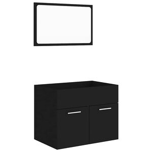 vidaXL 2-tlg. Badm&ouml;bel-Set Schwarz Holzwerkstoff