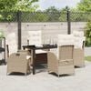 vidaXL Garten Essgruppe mit Kissen 5 pcs Beige Poly-Rattan