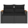 vidaXL Gartensofa mit Kissen 2-Sitzer Schwarz Poly Rattan