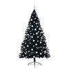 vidaXL K&uuml;nstlicher vorbeleuchteter Weihnachtsbaum Schwarz 180 cm PVC