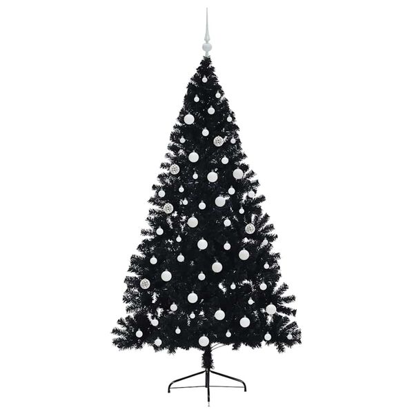 vidaXL K&uuml;nstlicher vorbeleuchteter Weihnachtsbaum Schwarz 180 cm PVC