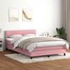 vidaXL Boxspringbett mit Matratze & LED Rosa 140x220 cm Samt