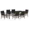 vidaXL Garten Essgruppe mit Kissen 7 pcs Grau Poly-Rattan