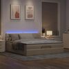 vidaXL Ottoman-Bett mit Matratzen & LEDs Creme 200x200 cm Stoff