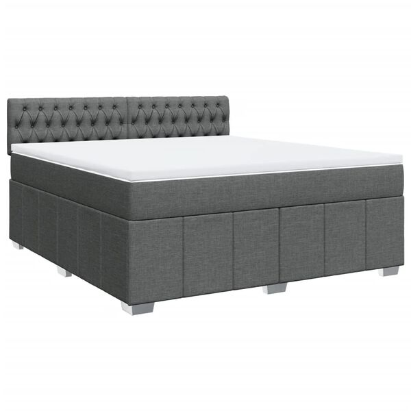 vidaXL Boxspringbett mit Matratze Dunkelgrau 180x200 cm Stoff