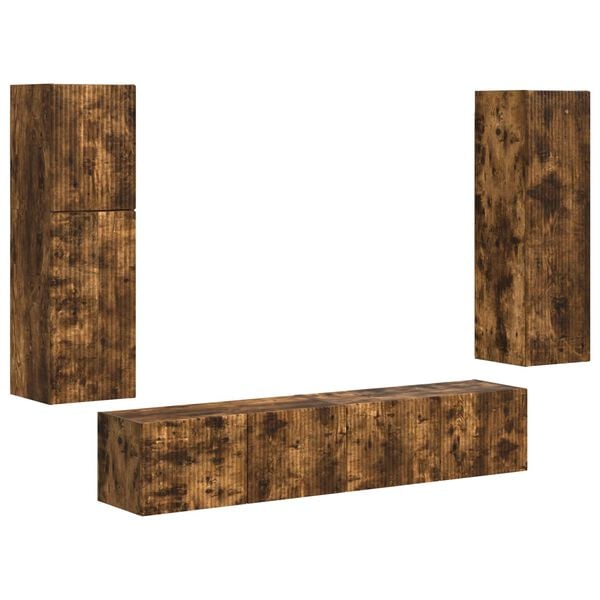 vidaXL TV-Schrankset 4 pcs Ger&auml;ucherte Eiche Holzwerkstoff