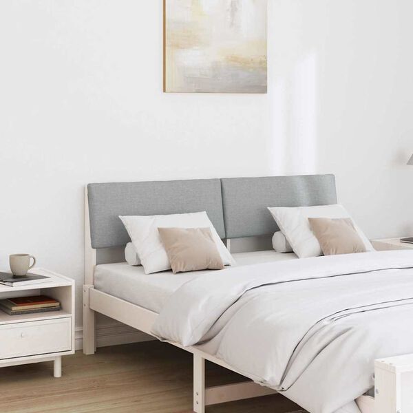 vidaXL Gepolstertes Kopfteil Hellgrau 160 cm Massives Kiefernholz