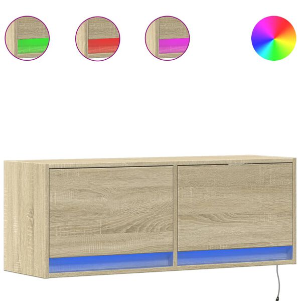 vidaXL TV-Wandschrank mit LED-Beleuchtung Sonoma-Eiche 100x31x35 cm