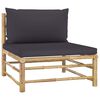vidaXL 5-tlg. Garten-Lounge-Set mit Dunkelgrauen Kissen Bambus